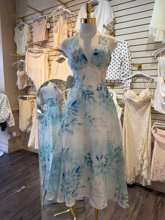Aqua Floral Dress